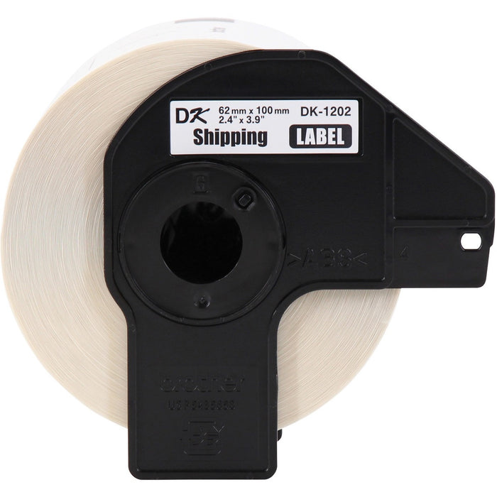 Brother DK Shipping Labels - 4" (101.60 mm) Width x 2 2/5" (60.96 mm) Length - White - Paper - 300 / Roll - 1 Roll