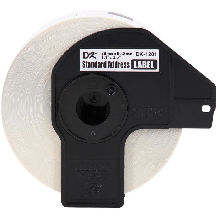 Brother Standard Address Paper Labels - 3 9/64" (79.76 mm) Width x 1 9/64" (28.96 mm) Length - Direct Thermal - White - Paper - 400 / Roll - 1 Roll
