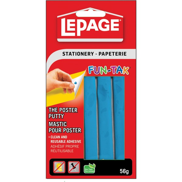 LePage Fun-Tak Reusable Adhesive - Blue - For Photo, Poster, Indoor, Office, Home - 1 / Pack