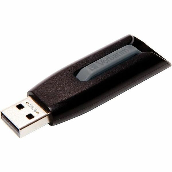 Verbatim 128GB Store 'n' Go V3 USB 3.2 Gen 1 Flash Drive - Gray - 128 GB - USB 3.2 (Gen 1) Type A - 80 MB/s Read Speed - 25 MB/s Write Speed - Gray - Lifetime Warranty - 1 Each