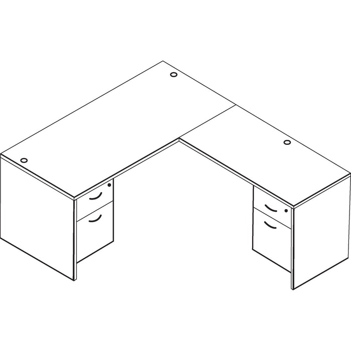 OSP Furniture L-Shape - x 66" (1676.40 mm) Width x 72" (1828.80 mm) Depth - Double Pedestal - Tri-groove Reeded Edge - Material: Polyvinyl Chloride (PVC) - Finish: Urban Walnut, Laminate - Scratch Resistant, Impact Resistant, Edge Banding, Locking Pedesta