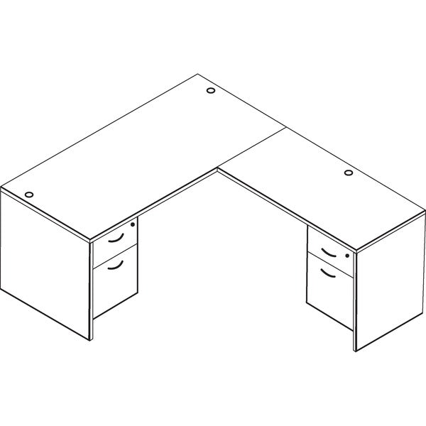 OSP Furniture L-Shape - x 66" (1676.40 mm) Width x 72" (1828.80 mm) Depth - Double Pedestal - Tri-groove Reeded Edge - Material: Polyvinyl Chloride (PVC) - Finish: Urban Walnut, Laminate - Scratch Resistant, Impact Resistant, Edge Banding, Locking Pedesta