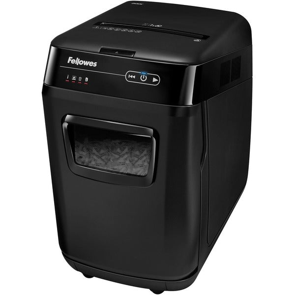 Fellowes AutoMax&trade; 200C Auto Feed Shredder - Non-continuous Shredder - Cross Cut - 10 Per Pass - for shredding Staples, Paper Clip, Credit Card, CD, DVD, Junk Mail, Paper - 0.2" x 1.5" Shred Size - P-4 - 3.35 m/min - 9" Throat - 12 Minute Run Time -