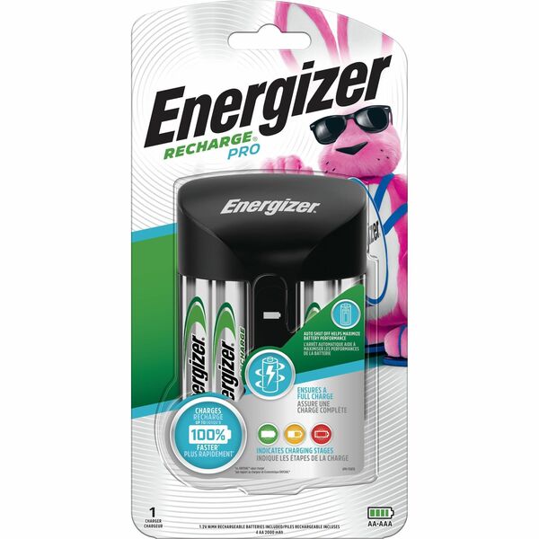 Energizer Recharge Pro AA/AAA Battery Charger - 3 Hour Charging - 4 - AA, AAA - LED Indicator - 1 / Pack