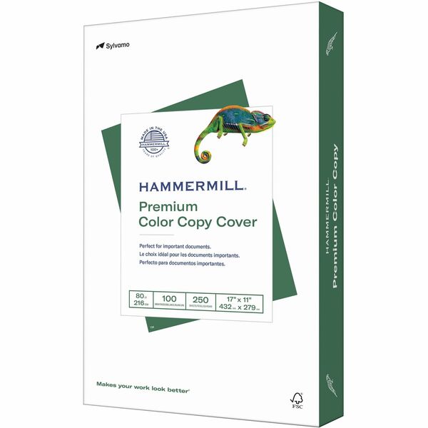Hammermill Premium Color Copy Cover - White - 100 Brightness - 17" (431.80 mm) x 11" (279.40 mm) - 80 lb (36287.39 g) Basis Weight - Super Smooth - Jam-free, Acid-free, Double-sided - White - 250 / Pack