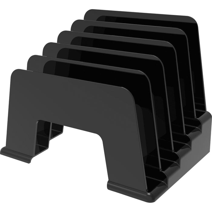 Deflecto Sustainable Office Small Incline Sorter - 5 Compartment(s) - 6" (152.40 mm) Height x 8" (203.20 mm) Width x 5.5" (139.70 mm) Depth - Desktop - Sturdy - 30% Recycled - Black - Plastic - 1 Each