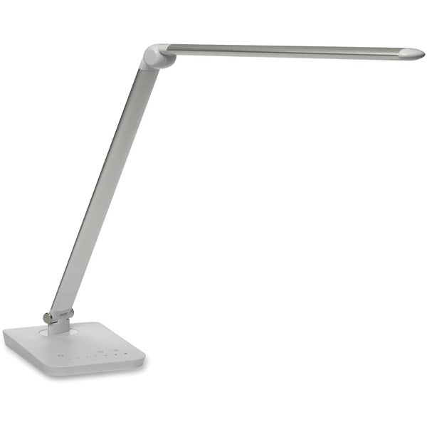 Safco Vamp LED Flexible Light - 16.75" (425.45 mm) Height x 5" (127 mm) Width - LED Bulb - Dimmable, Flexible Neck, USB Charging, Adjustable Brightness - 550 lm Lumens - ABS Plastic, Aluminum - Desk Mountable - Silver - for Desk, Table