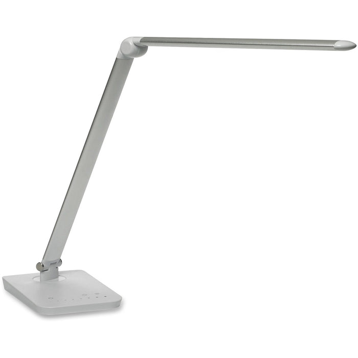 Safco Vamp LED Flexible Light - 16.75" (425.45 mm) Height x 5" (127 mm) Width - LED Bulb - Dimmable, Flexible Neck, USB Charging, Adjustable Brightness - 550 lm Lumens - ABS Plastic, Aluminum - Desk Mountable - Silver - for Desk, Table