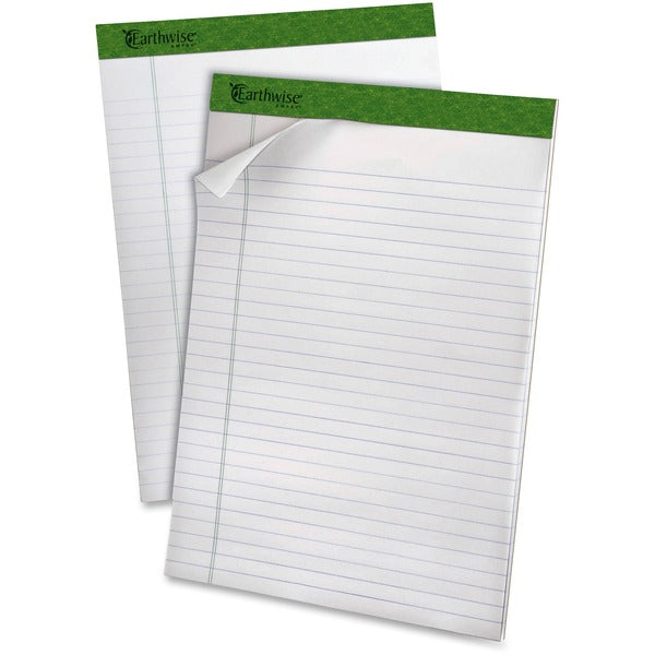 Ampad Earthwise Recycled Writing Pads - 40 Sheets - Both Side Ruling Surface - 0.34" (8.73 mm) Ruled - Ruled Margin - 20 lb (9071.85 g) Basis Weight - 8 1/2" (21.59 cm) x 11 3/4" (29.85 cm) Sheet Size - White Paper - Environmentally Friendly, Micro Perfor