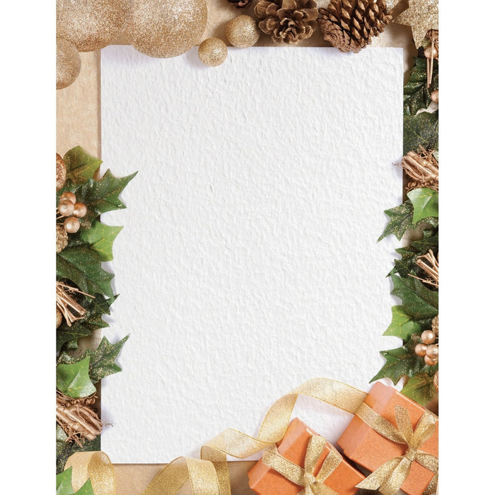 St. James&reg; Holiday Paper, Festive Ivy, 8 1/2" x 11" , 25 Per Package - Letter - 8 1/2" (215.90 mm) x 11" (279.40 mm) - 24 lb (10886.22 g) Basis Weight - Green Seal - Pre-printed, Archival-safe, Acid-free, Lignin-free - 25 / Pack