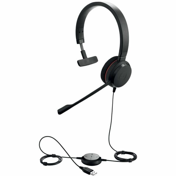 Jabra Evolve 20 Microsoft Lync Mono - Mono - USB - Wired - Over-the-head - Monaural - Supra-aural - Noise Cancelling Microphone - Noise Canceling - Black