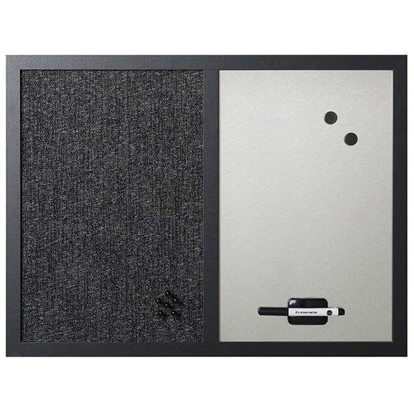 MasterVision Dry-erase Combination Board - 18" (457.20 mm) Board Height x 24" (609.60 mm) Board Width - Felt Surface - Magnetic, Lightweight - Black Medium Density Fiber (MDF) Frame - 1 Each
