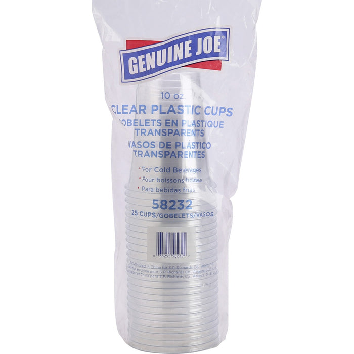 Genuine Joe 10 oz Clear Plastic Cups - 295.74 mL - Clear - Plastic - Cold Drink, Beverage - 25 / Pack