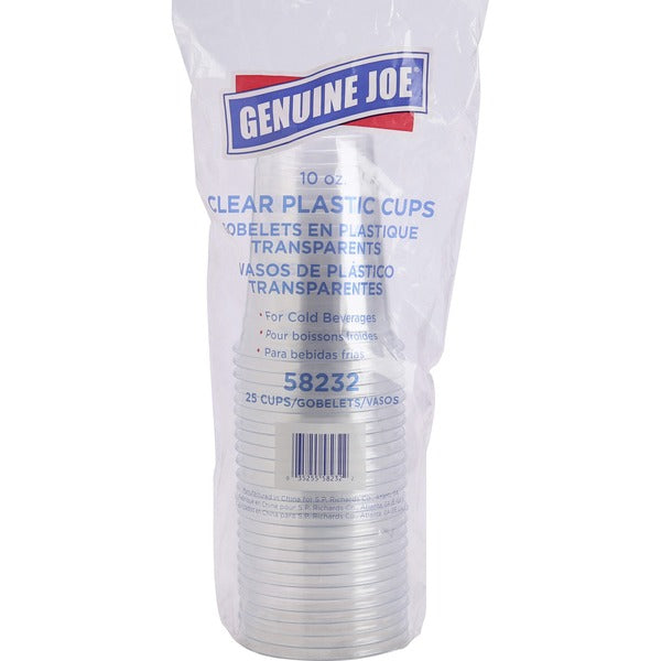 Genuine Joe 10 oz Clear Plastic Cups - 295.74 mL - Clear - Plastic - Cold Drink, Beverage - 25 / Pack