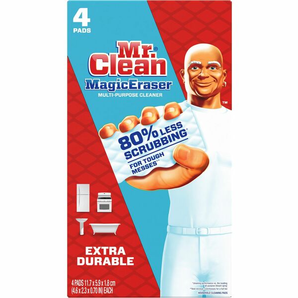 Mr. Clean Magic Eraser Extra Durable Pads - For Multipurpose - Heavy Duty, Textured - White - 4 / Box
