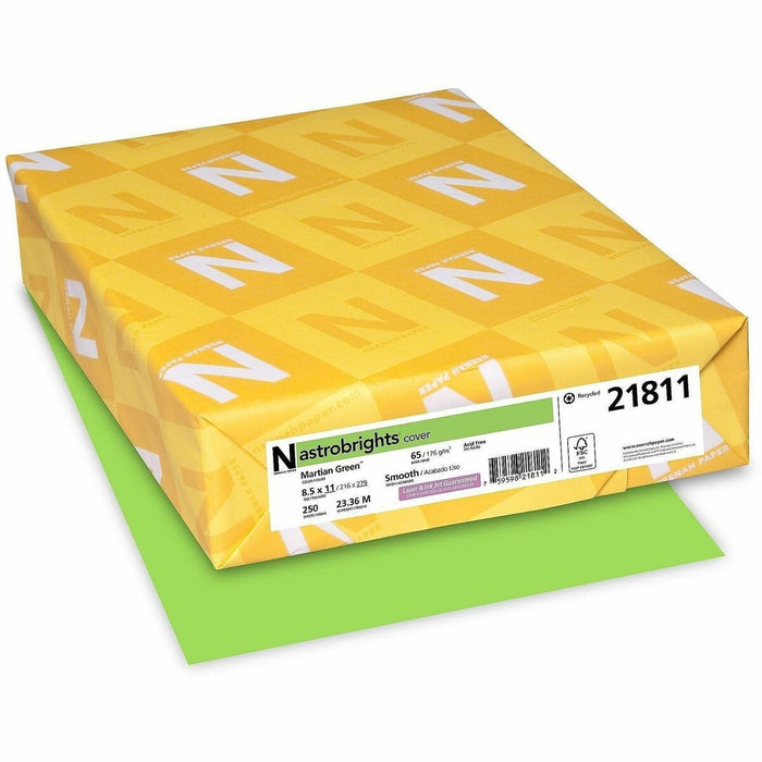 Astrobrights Colored Cardstock - Letter - 8 1/2" (215.90 mm) x 11" (279.40 mm) - 65 lb (29483.50 g) Basis Weight - Martian Green - 250 Sheets - 250 / Pack