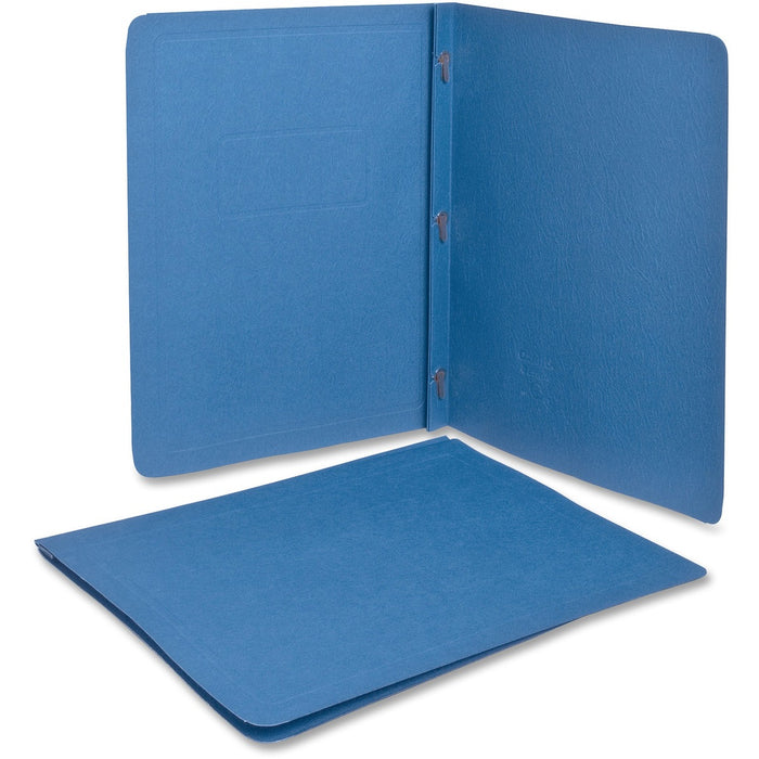 Oxford Letter Yes Report Cover - 8 1/2" (215.90 mm) x 11" (279.40 mm) - 100 Sheets Capacity - Light Blue - Embossed, Title Panel, Punched, Labeling Area - 10% Fiber Recycled - 25 / Box