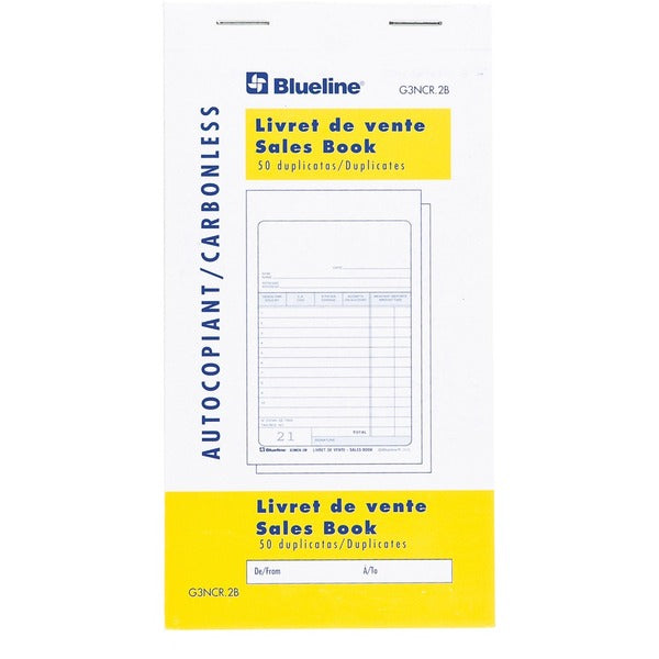 Blueline Sales Books (3 1/2" x 6 1/2") - 50 Sheet(s) - 2 Part - Carbonless Copy - White Cover - 10 / Pack
