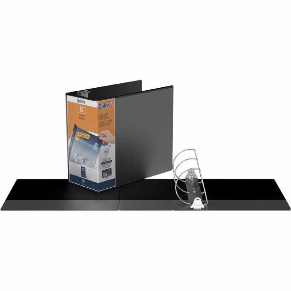 QuickFit View Binder, 3-Ring Binder, Angle D Ring, 5 Inch, Black - 5" (127 mm) Binder Capacity - 8 1/2" (215.90 mm) x 11" (279.40 mm) Sheet Size - 1000 Sheet Capacity - 3 x 5" (127 mm) Ring - Fastener: D-Ring - Pocket: 2, Internal - Polypropylene - Black