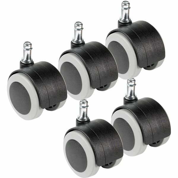 Global 2.5" Universal Dual wheel hard floor casters, set of 5 - Global 2.5" Universal Dual Wheel Hard Floor Casters - Black/Grey - Set of 5