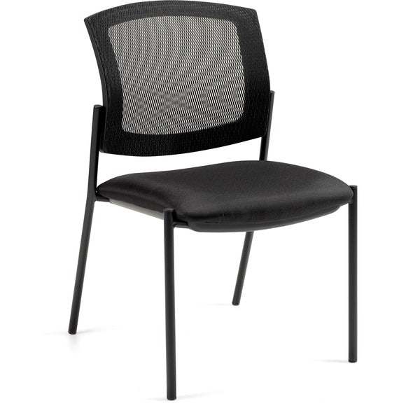 Offices To Go&reg; Ibex Mesh Guest Chairs - Ebony Fabric Seat - Mesh Back - Steel Frame - Ebony - Fabric - 1 Each