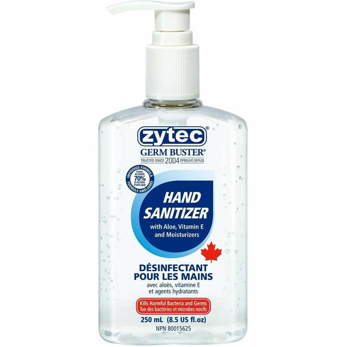 Zytec Germ Buster Hand Sanitizer Gel - 270 mL - Pump Bottle Dispenser - Kill Germs, Bacteria Remover - Hand - Moisturizing - Clear - 1 Each