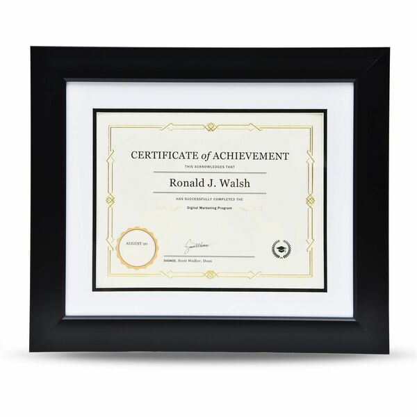 St. James&reg; Certificate/Diploma/Document Frame, 8.5x11" , Tuxedo Black with Double Mat White/Black, 83910