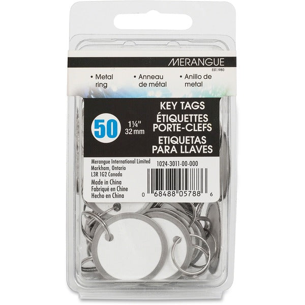 Merangue Metal Rim Key Tags - 1.25" (31.75 mm) Diameter - Metal - 50 / Pack