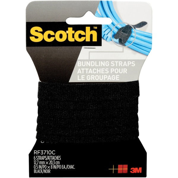 3M Bundling Strap - Cable Strap - Black - 8" (203.20 mm) Length - 6 Pack