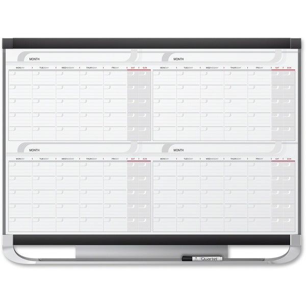 Quartet Prestige Total-erase Four-month Calendar - Monthly, Daily - 4 Month - Graphite - 36" (914.40 mm) Height x 48" (1219.20 mm) Width - 1 Each