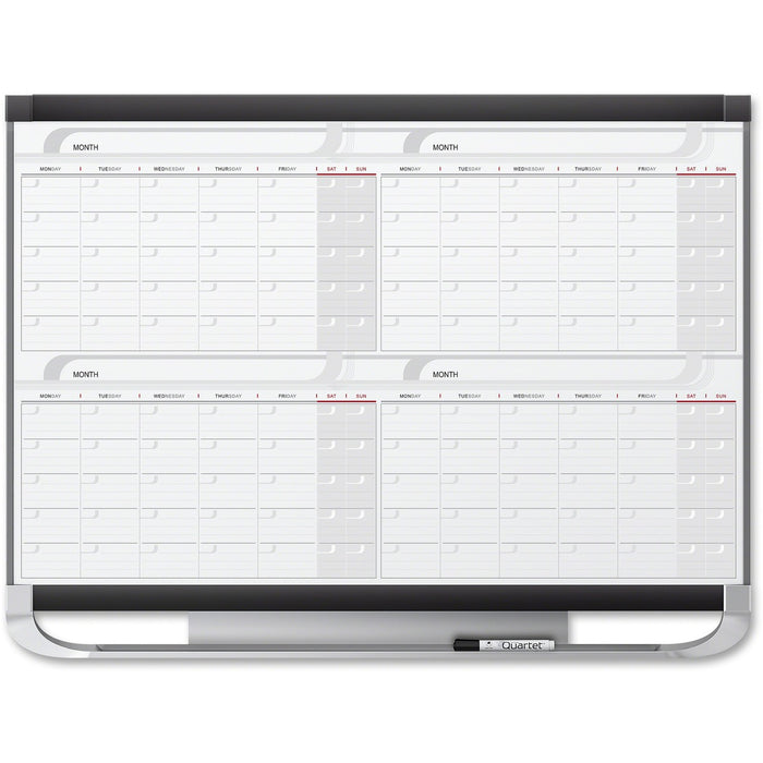 Quartet Prestige Total-erase Four-month Calendar - Monthly, Daily - 4 Month - Graphite - 36" (914.40 mm) Height x 48" (1219.20 mm) Width - 1 Each