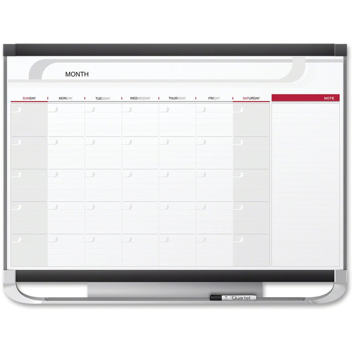 Quartet Prestige Monthly Total Erase Calendar - Monthly - Graphite - 24" (609.60 mm) Height x 36" (914.40 mm) Width - 1 Each