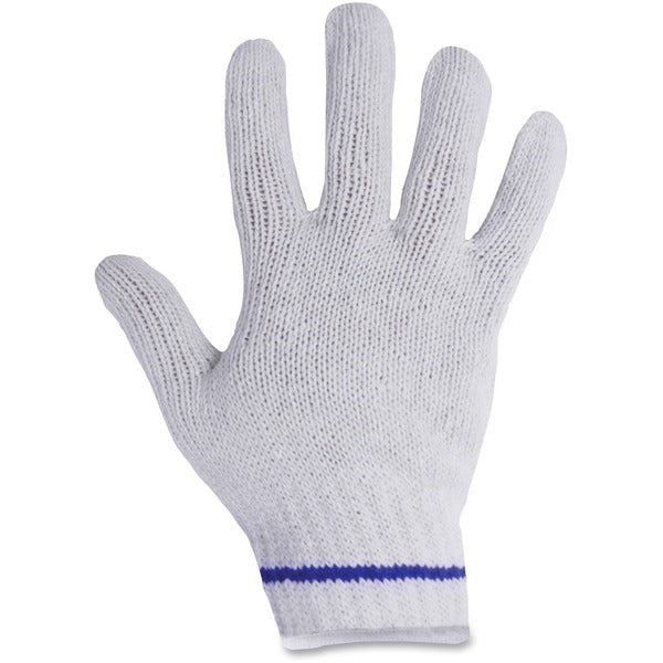 RONCO Poly/Cotton Blue Lined Gloves - 9.84" (250 mm) Glove Length - Large Size - Poly Cotton - Blue - Heavyweight, Comfortable, Breathable, Stretchable, Flexible, Machine Washable - For Assembling, Warehouse - Pairs - 12 / Bag