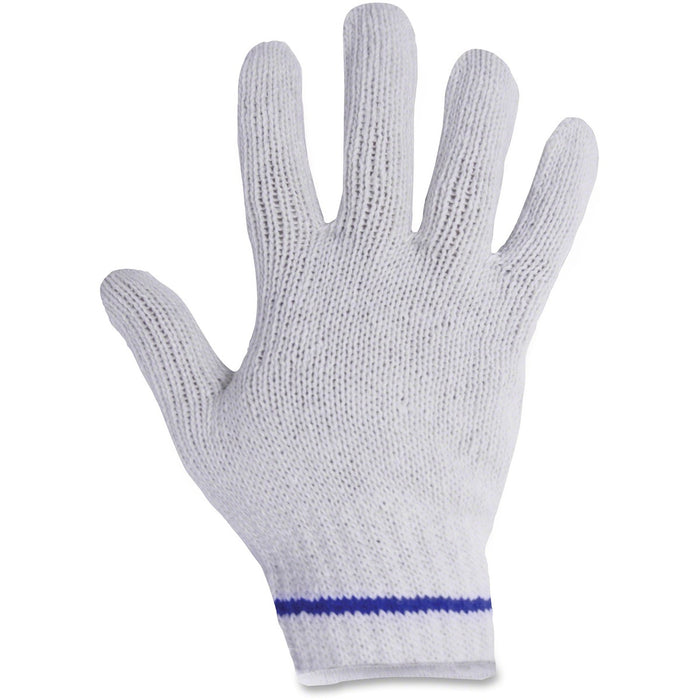 RONCO Poly/Cotton Blue Lined Gloves - 9.84" (250 mm) Glove Length - Large Size - Poly Cotton - Blue - Heavyweight, Comfortable, Breathable, Stretchable, Flexible, Machine Washable - For Assembling, Warehouse - Pairs - 12 / Bag