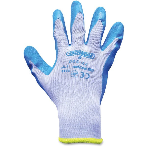 RONCO Grip-it Latex Palm Coated Gloves - 9.84" (250 mm) Glove Length - Medium Size - Latex - Blue - Abrasion Resistant, Cut Resistant, Snag Resistant, Flexible, Lightweight, Breathable, Comfortable, Snug Fit - For General Purpose, Farming, Construction, L
