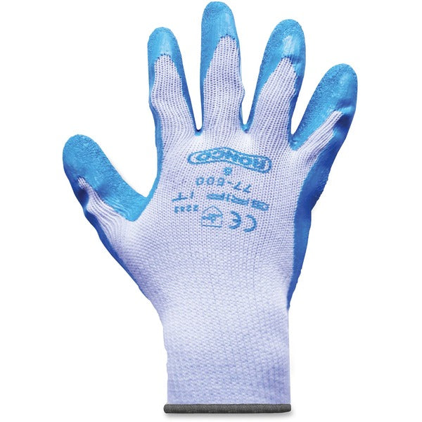 RONCO Grip-it Latex Palm Coated Gloves - 10.24" (260 mm) Glove Length - Large Size - Latex - Blue - Abrasion Resistant, Cut Resistant, Snag Resistant, Flexible, Lightweight, Breathable, Comfortable, Snug Fit - For General Purpose, Farming, Construction, L