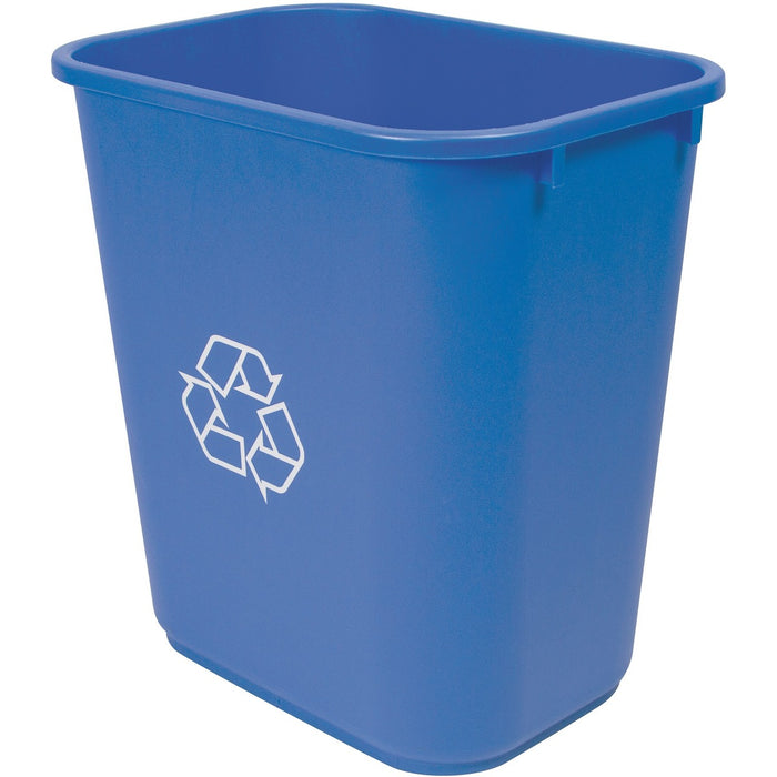 Storex Washable 28qt Plastic Recycling Basket - 26.50 L Capacity - 15" (381 mm) Height x 14.2" (360.68 mm) Width x 10.3" (260.35 mm) Depth - Plastic - Blue - 1 Each