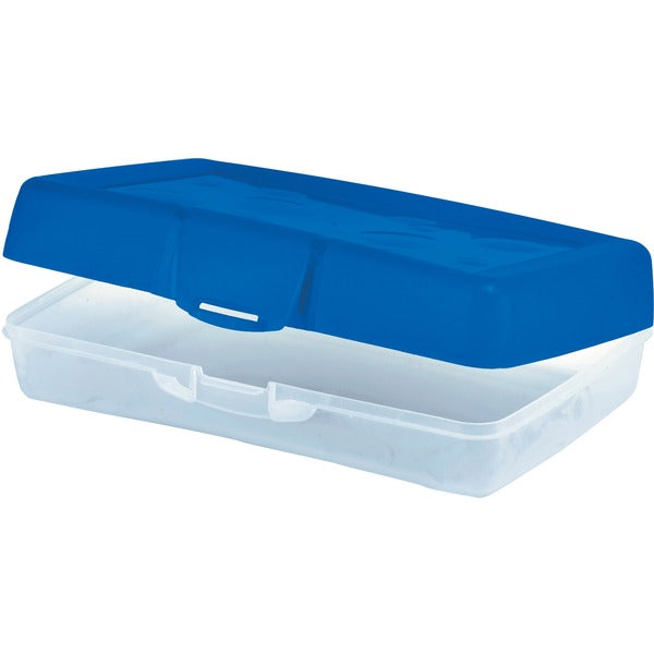 Storex Carrying Case School Stationery - Blue - Water Resistant - Plastic, Poly Body - 2.20" (55.88 mm) Height x 8.66" (219.96 mm) Width x 5.63" (142.88 mm) Depth - 1 Each