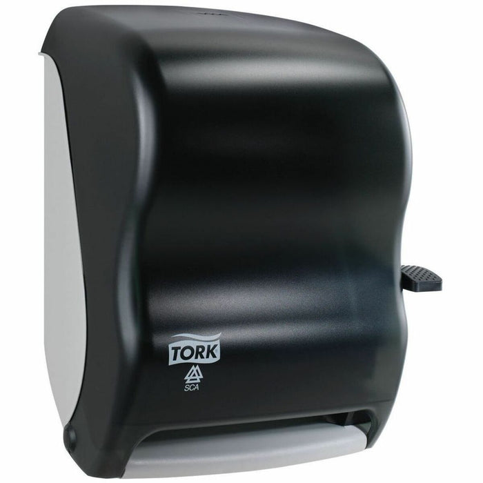 TORK Quickview Lever Towel Dispenser - Roll Dispenser - 15.50" (393.70 mm) Height x 12.90" (327.66 mm) Width x 9.30" (236.22 mm) Depth - Plastic - Smoke - Translucent, Transfer Paddle, Impact Resistant, Lockable, Break Resistant - 1 Each