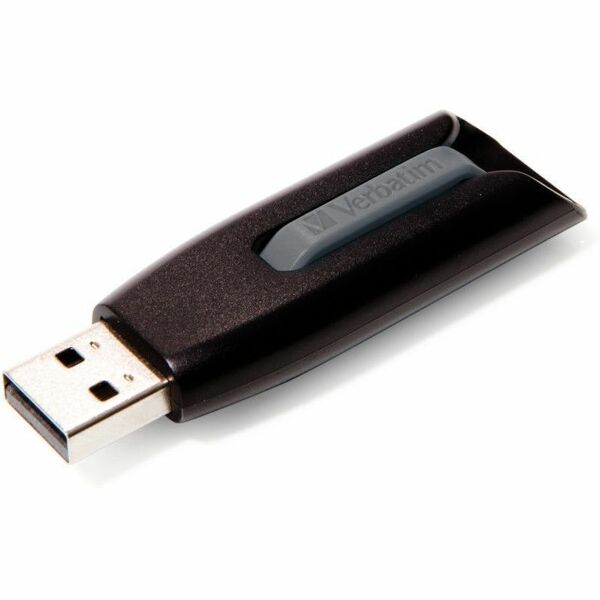 Verbatim 256GB Store 'n' Go V3 USB 3.2 Gen 1 Flash Drive - Gray - 256 GB - USB 3.2 (Gen 1) Type A - 120 MB/s Read Speed - 25 MB/s Write Speed - Gray - Lifetime Warranty - 1 Each