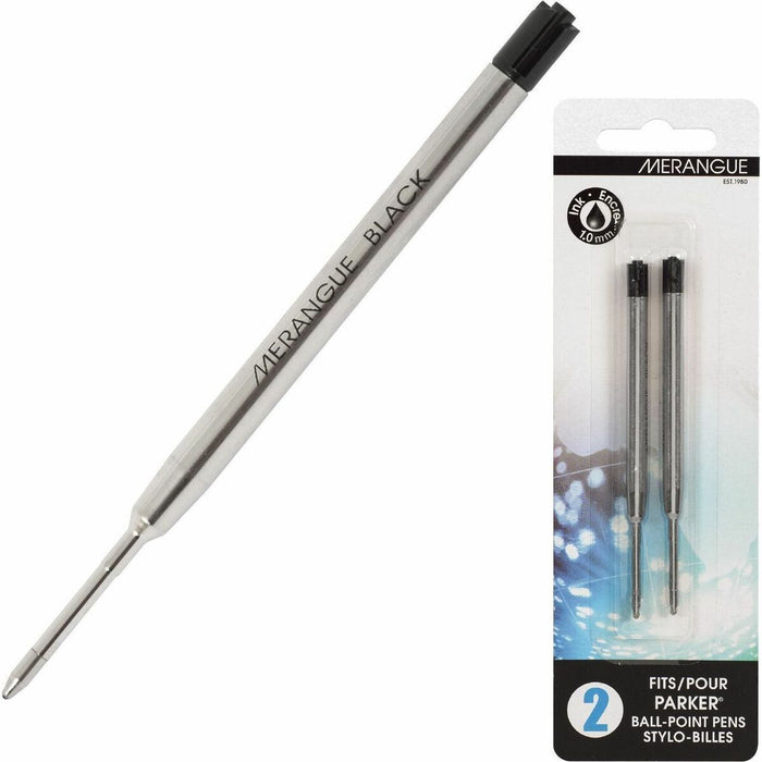 Merangue Parker Type Refills, Black - Medium Point - Black Ink - 2 / Pack