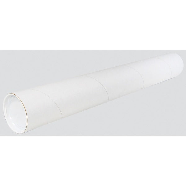 Spicers Mailing Tube with End Caps 36" x 3" White - 36" (914.40 mm) Width x 3" (76.20 mm) Length - White - 30 / Each