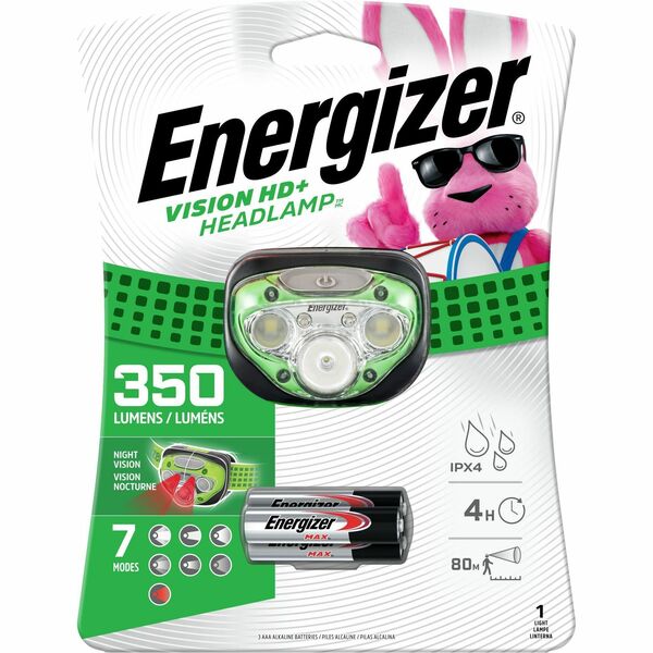 Energizer Vision HD+ LED Headlamp - LED - White - 350 lm Lumen - 3 x AAA - Battery - Impact Resistant, Water Resistant, Drop Resistant - 1 Pack