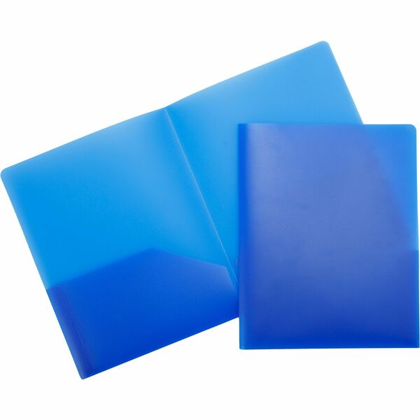 Business Source Letter Portfolio - 8 1/2" (215.90 mm) x 11" (279.40 mm) - 30 Sheets Capacity - 2 Pocket(s) - Blue - 1 Each