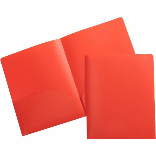 Business Source Letter Portfolio - 8 1/2" (215.90 mm) x 11" (279.40 mm) - 30 Sheets Capacity - 2 Pocket - Red - Durable, Spill Resistant, Wear Resistant, Card Holder - 1 Each
