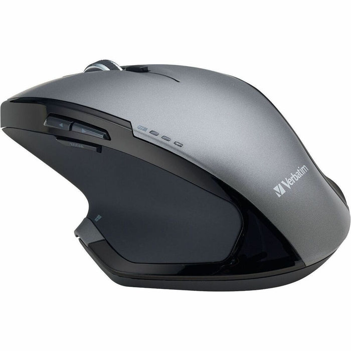 Verbatim Wireless Desktop 8-Button Deluxe Mouse - Blue LED - Wireless - Radio Frequency - Graphite - USB - 1600 dpi - Scroll Wheel - 8 Button(s) - AA Battery Supported - 1 Each