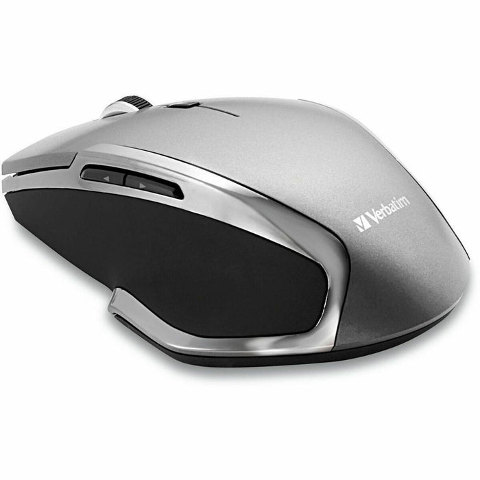 Verbatim Wireless Notebook 6-Button Deluxe Blue LED Mouse - Graphite - Blue LED/Optical - Wireless - Radio Frequency - Graphite - USB - Scroll Wheel - 6 Button(s) - AA Battery Supported - 1