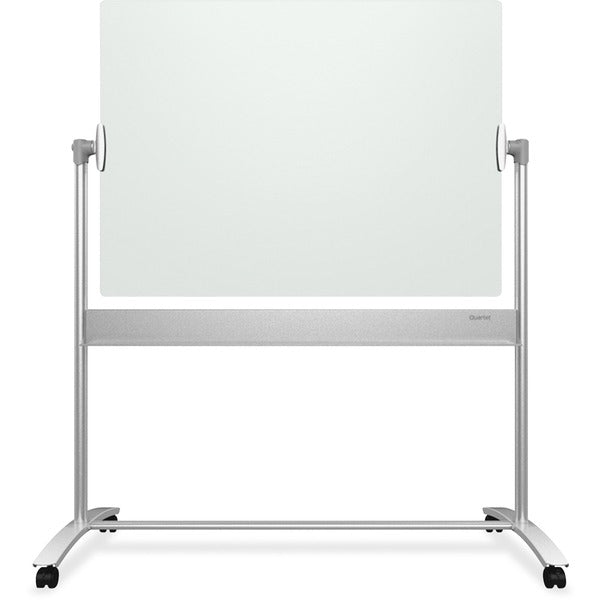 Quartet Infinity Magnetic Glass Easel, 4 Caster, 4' x 3' - 48" (1219.20 mm) Width x 36" (914.40 mm) Height - White Tempered Glass Surface - Rectangle - Floor Standing - Magnetic - 1 Each