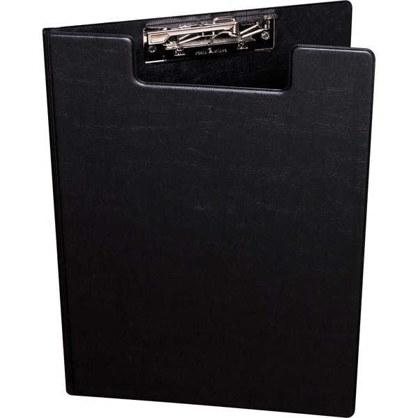 Davis Pad Holder Deluxe Clipboard - Vinyl, Nickel - 1 Each - Black