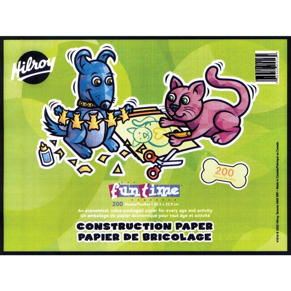 Hilroy Funtime Construction Paper - 9" (228.60 mm) Width x 12" (304.80 mm) Length - 200 / Pack